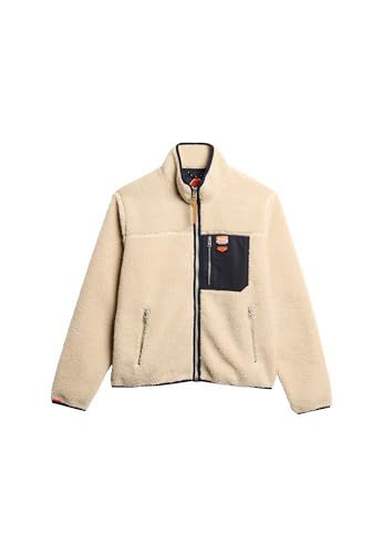 Superdry Herren Vintage Retro Borg Fleecejacke Hafer Beige XL