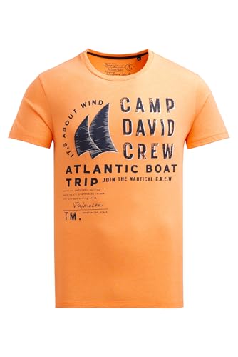 Camp David Herren T-Shirt mit Label Print Sunrise Neon, XXXL