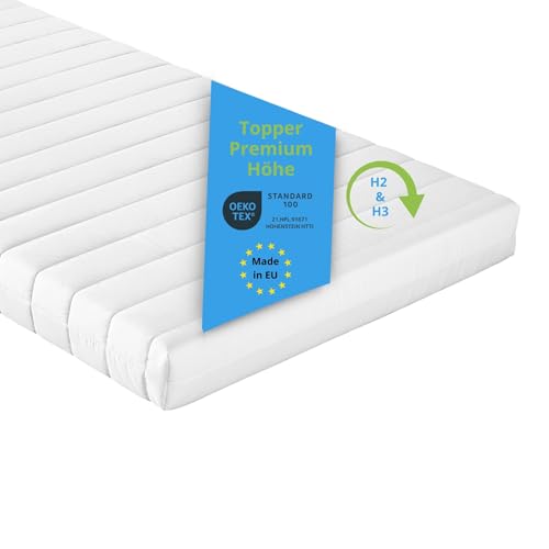Bodyprotect 10 cm Matratzenauflage 80 x 200 Kaltschaum Topper, Matratzentopper mit Härtegrad 2 & 3, Matratzenschoner Ökotex Zertifiziert, Made in EU