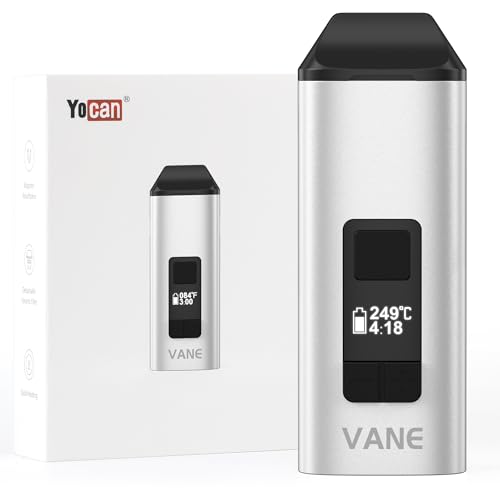Yocan VANE Herb Vaporizer, Tragbarer Verdampfer Kräuter, Keramik Heizkammer, Präzise Temperatureinstellung 93-249℃, 1100 mAh Akku Dry Herb Vaporizer mit LCD Display, Einfache Reinigung