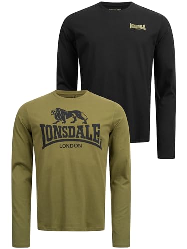 Lonsdale Herren Langarmshirt Normale Passform Doppelpack Ayrshire Doppelpack
