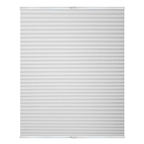 Lichtblick Plissee Klemmfix, ohne Bohren, verspannt, lichtdurchlässig, Blickdicht, Uni, mit eleganter Crushed Optik Weiß,60 cm x 130 cm (B x L)
