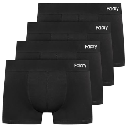 FALARY Boxershorts Herren Männer Unterhosen Men Retroshorts Unterwäsche Underwear Boxer Trunk Baumwolle Ohne Kratzenden Zettel 4er Pack Schwarz XL