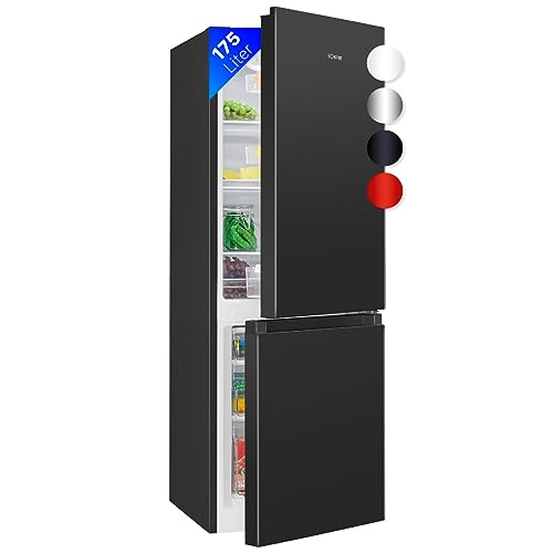 Bomann® Kühlschrank mit Gefrierfach | Energieklasse E | 143cm | Kühl Gefrierkombination leise 39 dB | 3 Ablagen & 3 Schubladen | Türanschlag wechselbar | 175L Kühlgefrierkombi | KG 320.2 schwarz