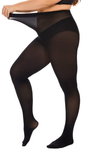 DUCMODA Damen Curvy Strumpfhose Große Größen Semi-Blickdicht Strumpfhosen Plus Größen XL-4XL Oversize über 10 Farben,Schwarz,XXL