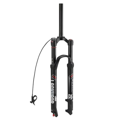 LANXUANR 26/27,5/29 Zoll Mountainbike Gabel. Rückpralleinstellung. Gerade Gabelschaft/Konisches Gabelschaft Luftfederung, 100 mm Federweg, 9 mm Achse, Scheibenbremsen