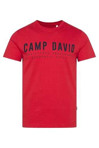 Camp David Herren Basic Logo T-Shirt, 100% Baumwolle, Rundhalsausschnitt, Regular Fit, Red, XXL