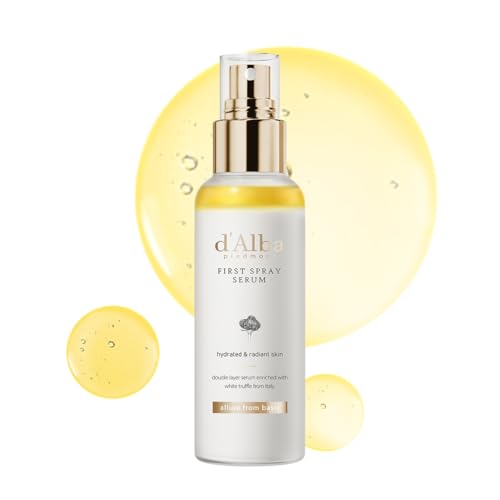 d'alba Italian weiß Trüffel First Spray Serum Sprühen Serum, Feuchtigkeitsspendendes-GesichtsSprühen, Tensidfreies, Sprühen für Strahlende Haut, Hautberuhigendes, Vegan, Koreanische Hautpflege (100ml)