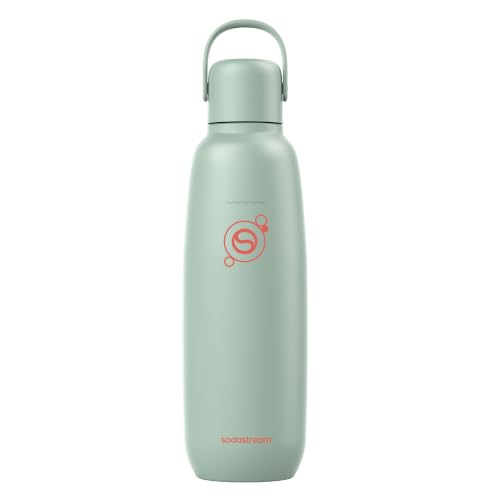 sodastream Fizz & Go Edelstahl-Sprudlerflasche 0,9 l, doppelwandig isolierte Thermosflasche, hält warm & kalt, für kohlensäurehaltige Getränke, kompatibel mit DUO, TERRA, ART, ENSO & mehr, Mint Grün