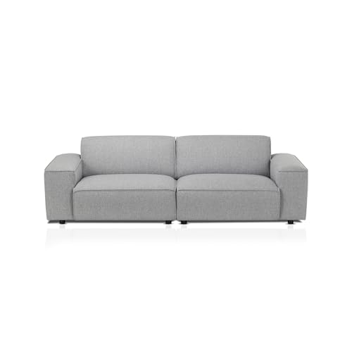 KHG Big Sofa - 256x75x99 cm, Webstoff grau, mit Federkern & Massivholzgestell - frei im Raum stellbar, modern & komfortabel