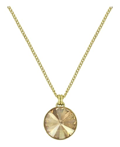 Konplott: Kette/Anhänger Rivoli Shinny Brass, klassischer runder Solitär-Anhänger inklusive Kette, für Damen/Frauen (beige)