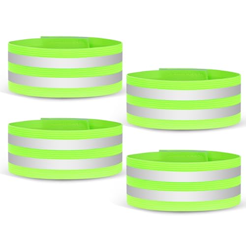 URAQT Reflektorband,4 Stücke Universal Doppel Reflektorbänder Running Sicherheitsband Reflektierend Neon Reflektorbänder für Radfahren Joggen Geeignete Reflektoren für Kinder & Erwachsene