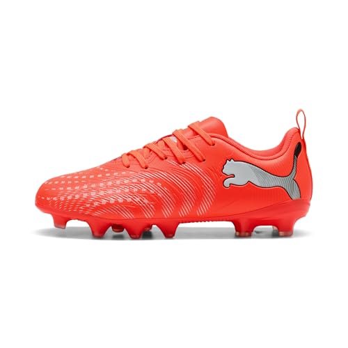 PUMA Future 9 Play FG/AG JR Fußballschuh, Leuchtend rot, weiß, schwarz, Silber, Größe 37, Glowing Red PUMA Weiß PUMA Schwarz PUMA Silber, 4.5 UK