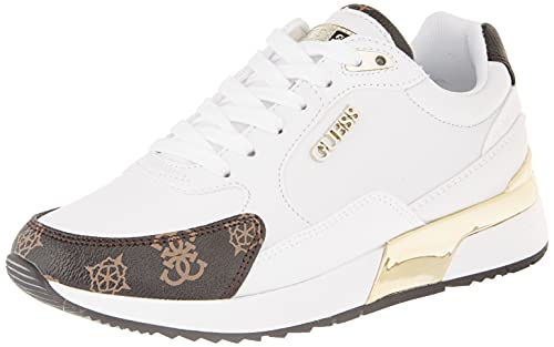 Guess Damen Moxea Sneaker, White Brown Ochra, 39 EU