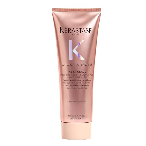 Kérastase Gloss Absolu Fondant Insta Glaze, Conditioner für langes und zu Frizz neigendes Haar, Mit Hyaluronsäure, Glykolsäure und Wildrosenöl, Für intensiven Glanz & Volumen, 250ml