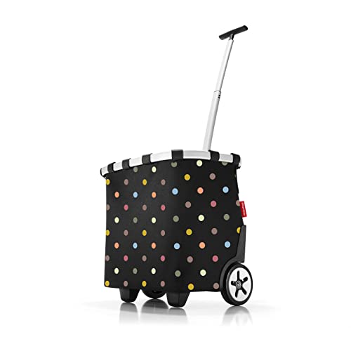 reisenthel carrycruiser dots – Tragbarer Einkaufstrolley mit stabilem Aluminiumrahmen, Schultergurt und herausnehmbarer Netz-Innentasche – Aus wasserabweisendem Material