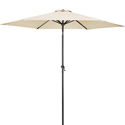 Kingsleeve® Sonnenschirm 300 cm UV Schutz 80+ Abdeckung Kurbel Knickbar Alu Rund Balkon Terrasse Garten Balkonschirm Kurbelschirm Marktschirm Beige