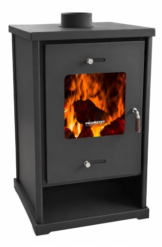 Prometey EEK A+ Kaminofen EKO 96175 Anthrazit Holzofen 10,2 kW Kamin Ofen Dauerbrandofen Werkstattofen Schwedenofen Hüttenofen Heizofen, Höhe 79 cm, Breite 50 cm, Tiefe 42 cm, 64 kg