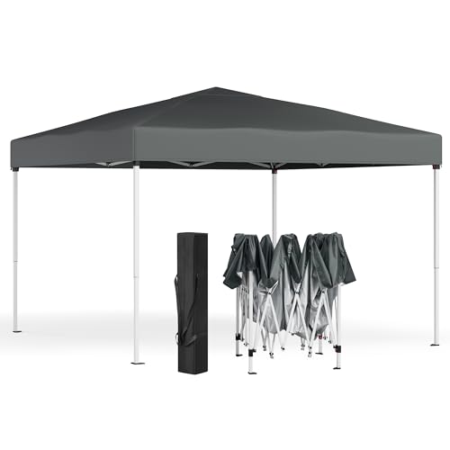 SONGMICS Pavillon 3 x 3 m, Faltpavillon, Gartenpavillon, Partyzelt, Sonnenschutz, Leichter Regenschutz, tragbar, für Hof, Garten, Markt, dunkelgrau GCT102GZ01