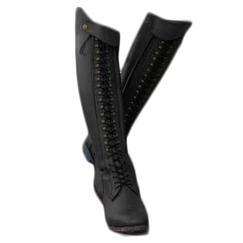 LNNLOO Winterreitstiefel (34-43), Thermo + Kniehoch, Spitze Zehenpartie + Niedriger Absatz (1-3 cm), Wasserdicht + rutschfest, Schnürung + Atmungsaktiv, Für Unisex/Winter Herbst,39,Black