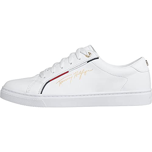 Tommy Hilfiger Damen Cupsole Sneaker Tommy Signature Schuhe, Weiß (White), 39 EU