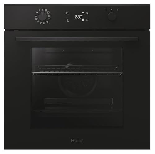 Haier ID Series 2 H6 ID2P5B3YTB Pyrolytischer und hydrolytischer Multifunktionsofen, WLAN-Konnektivität, 78 l, mehrstufiges Kochen, 12 Funktionen, Touchscreen-Display und Drehgriffe, Teleskopführung,