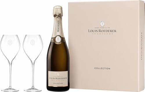 Louis Roederer Champagne Collection 245 Genuss zu Zweit - Geschenkset 1 Flasche + 2 Gläser - Brut Champagner (1 x 0.75 l)