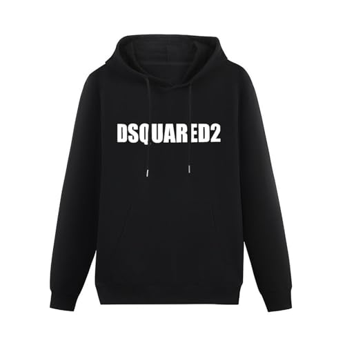 PINWEI Dsquared 2 Men Black Cotton Hoodies Print Unisex Sweatshirts L