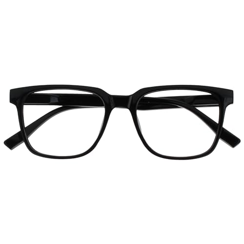 OPULIZE LEO Lesebrille - Großes Rechteckiges Gestell - Schwarz - Herren Damen - Federscharniere - R55-1 - +1.50