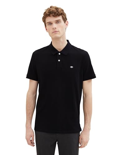 TOM TAILOR Herren Basic Piqué Poloshirt, 29999 - Black, XXXL