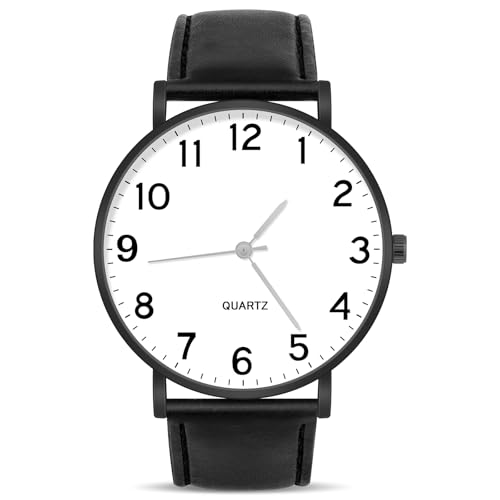 OFFCUP Armbanduhr Herren, Analog Quarz Uhr für Männer Uhren Minimalist Herrenuhr mit Lederarmband und Großem Zifferblatt, Klassische Business Leicht zu Lesen