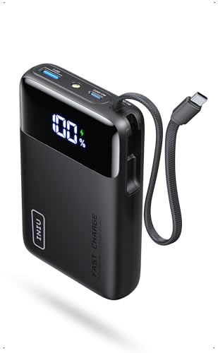 INIU 45W Power Bank, Ultra Klein 20000mAh Powerbank mit Integriertem USB-C Kabel, Schnellladen Externe Handyakkus USB-C In&Out, Klein Aber Stark für iPhone 17 16 15 Pro, Samsung S22, Xiaomi, iPad etc