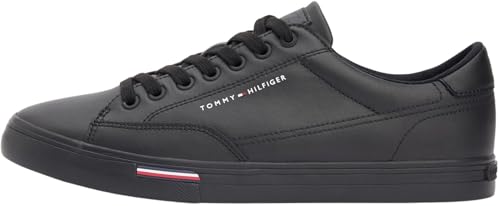 Tommy Hilfiger Herren Vulcanized Sneaker Long Lace Low Top, Schwarz (Black), 43