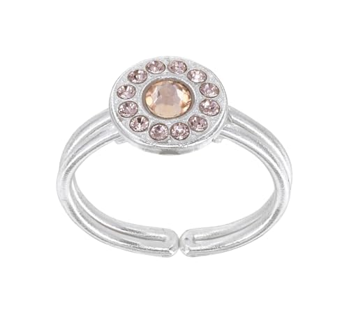 Konplott: Ring Spell on You Shinny silver, moderner kleiner Entourage-Ring in hochglänzend und runden Kristallsteinen, für Damen/Frauen (beige-rosa)
