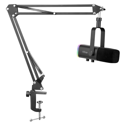 FIFINE XLR Streaming Mikrofon mit Arm für Podcast Studio, USB Dynamisch Microphone Gaming PC mit Stummschalttaste, für PS4/5 Mac Mixer Soundkarten