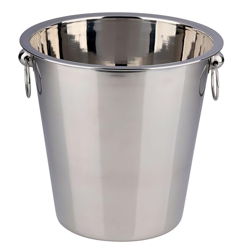 Bambelaa! Sektkühler Edelstahl Groß Glänzend mit Ringgriffen Eimer Weinkühler Champagnerkühler Flaschenkühler Silber (ø ca. 22 cm)