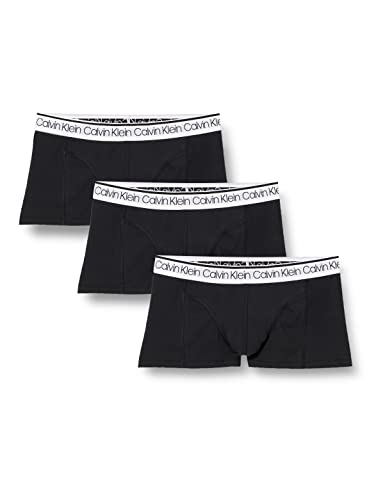 Calvin Klein Herren Boxershorts Low Rise Trunks Unterwäsche, Schwarz (Black W/ White Wb), L