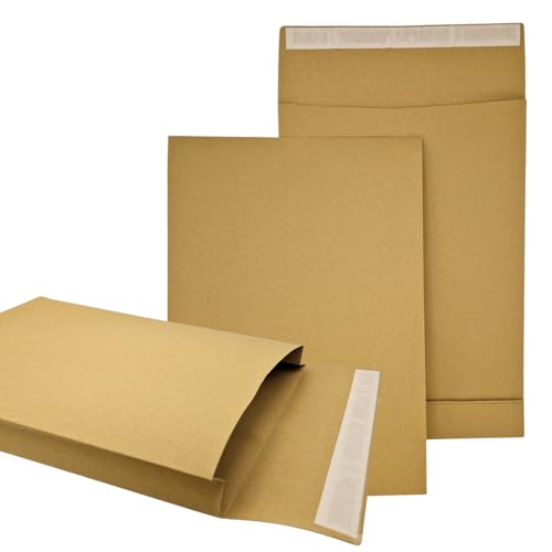 OVEPA Faltentaschen B4 250x353 mm mit 40 mm Falte – braune Versandtaschen mit Haftklebeverschluss – ideal für Maxibriefe, Warensendungen & DHL-Kleinpakete (25, B4: 353x250x40mm)