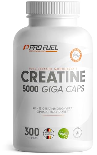 Creatin 5000 Giga Caps - 5000 mg Creatin pro Tag - Kreatin-Kapseln mit 1137 mg Creatine-Monohydrate pro Kapsel - laborgeprüfte Kreatin-Monohydrat Kapseln - 100% vegan - 300x - Vorrat für 60 Tage