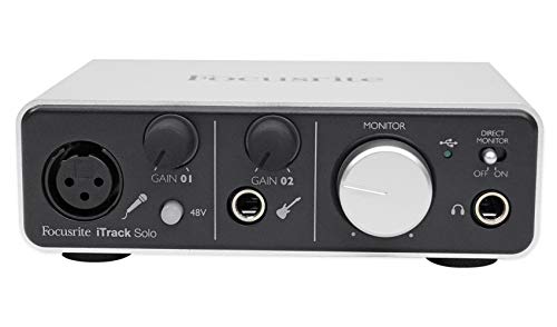 Focusrite iTrack Solo Audio-Interface für Mac, PC und iPad – USB-Audio-Interface für Aufnahmen, Streaming und Podcast mit XLR-Schnittstelle, Line-Eingang und mitgelieferter professioneller Software