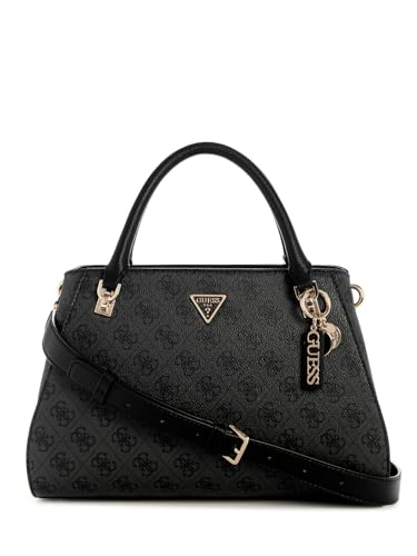 GUESS Damen Noelle Ii Luxury Satchel, Umhängetasche, Kohle-Logo