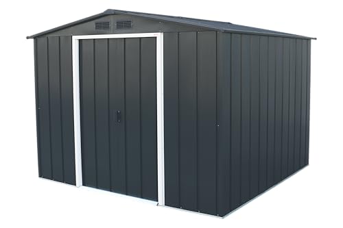 Duramax ECO 8 x 8 (5.89 m²) Metallgerätehaus, feuerverzinktes Metall gerätehaus - Geräteschuppen, verstärkte Dachkonstruktion, wartungsfreier und wetterfester Metallschuppen, Anthrazit