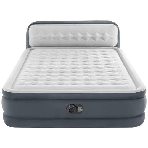 Intex 64448ND Luftbett DuraBeam UltraPlushHeadboard mit 220V Pumpe, Queen, mit doppellagiger Fiber-Tech Innenkonstrukti