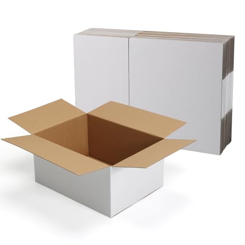 HORLIMER 15 Stück Weiß Versandkarton Karton Box, 30,5x22,9x15,3 CM Verpackungskartons für Warensendung, Geschenkbox, Faltkarton, Postkarton