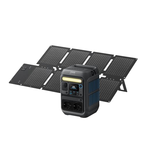 Anker SOLIX C300X Powerstation 288Wh LiFePO4 Akku, 300W (600W Spitze) Solargenerator mit 60W Solarpanel, 140W Schnellladung, Mobiles Solar Set für Camping, Reisen, Outdoor & Notfälle