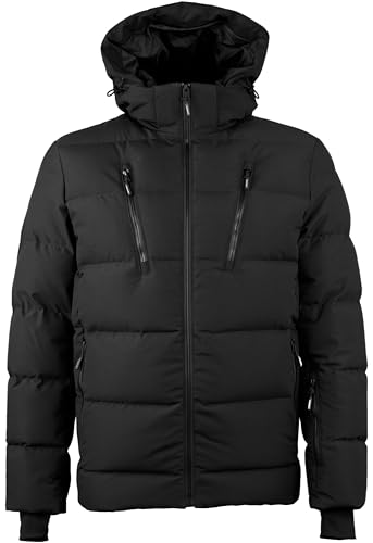 GUGGEN Mountain Herren Daunenjacke Warme Gefütterte Daunen Winterjacke WH10 Outdoor Abnehmbare Kapuze Steppjacke Hoodie Herrenjacke, Schwarz, M