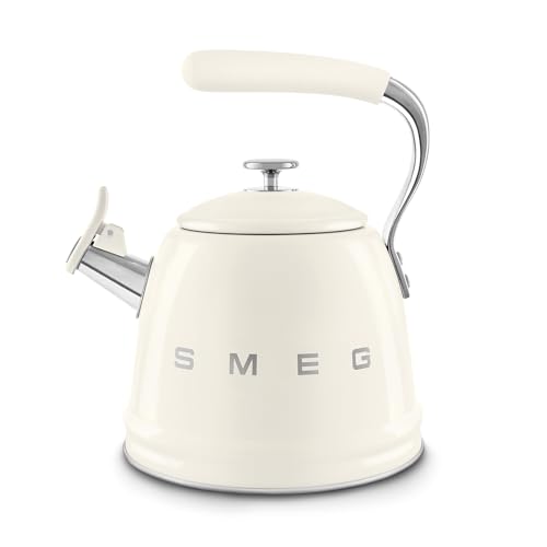 Smeg, WKF01CR Wasserkessel, aus Edelstahl, 2,3 l Fassungsvermögen, Abnehmbarer Deckel und Verschlussklappe, auch für Induktion, Creme