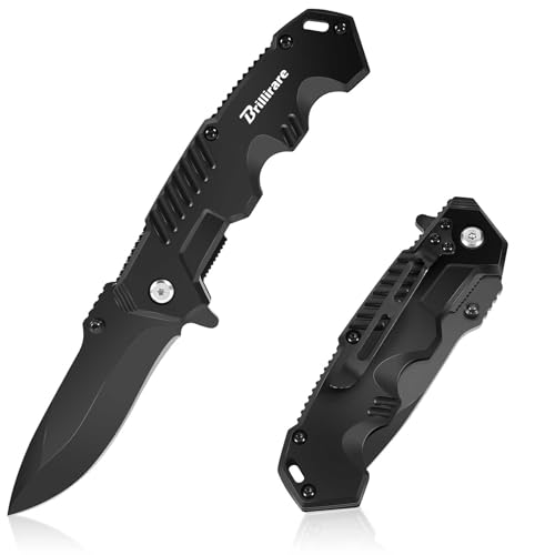 Brillirare Brilliare Taschenmesser, faltbare Messer Klinge 2.6in, faltbare Überleben kleines Messer mit Clip, Knopfverschluss Glasbrecher, Everyday tragen Messer für Jagd Camping Wandern