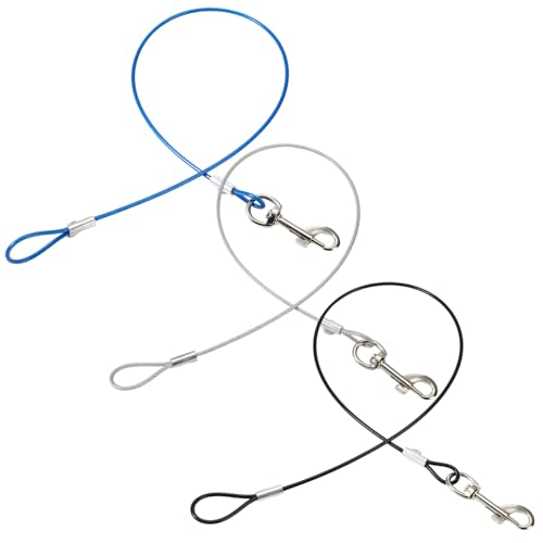 3pcs60cm Bissfeste Hundeleine, Trainingsleine für Hunde, Hausleine, Schwarz Blau Silber, Für Spaziergänge und Training