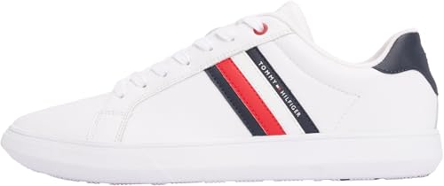 Tommy Hilfiger Herren Cupsole Sneaker Essential Leather Low Top, Weiß (White), 44